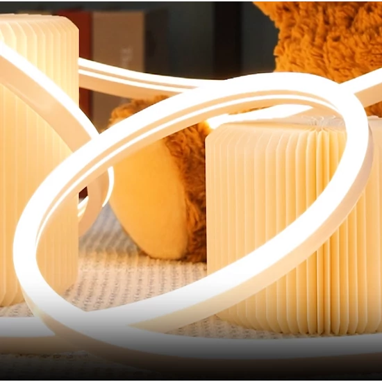 Neon 230V-os 50m-es LED szalag meleg fehér IP65 kültéri