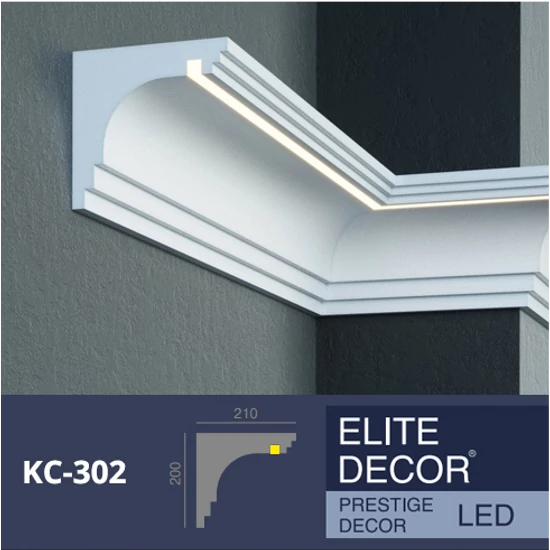 VILEBO homlokzati díszléc LED rejtett világításhoz (KC 302) védőbevonattal