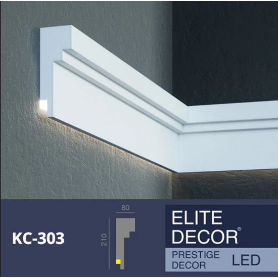 VILEBO homlokzati díszléc LED rejtett világításhoz (KC 303) védőbevonattal