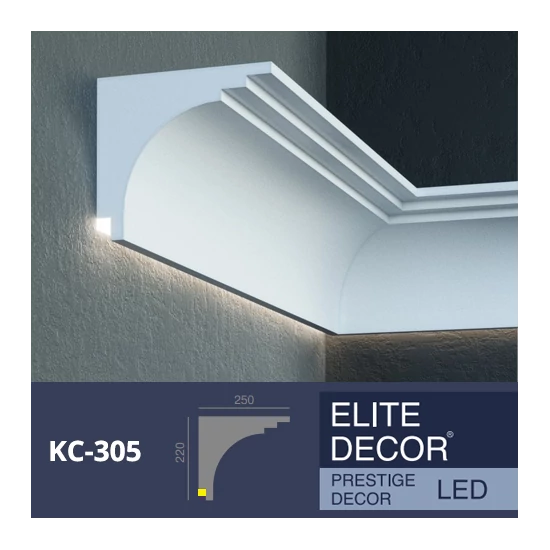 VILEBO homlokzati díszléc LED rejtett világításhoz (KC 305) védőbevonattal