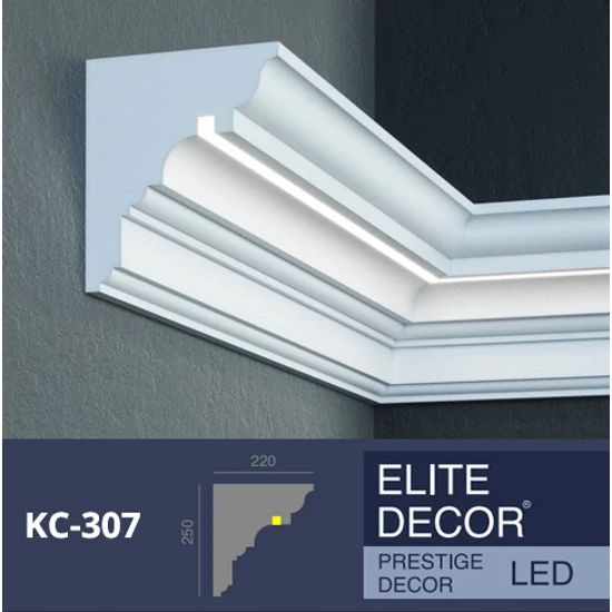 VILEBO homlokzati díszléc LED rejtett világításhoz (KC 307) védőbevonattal