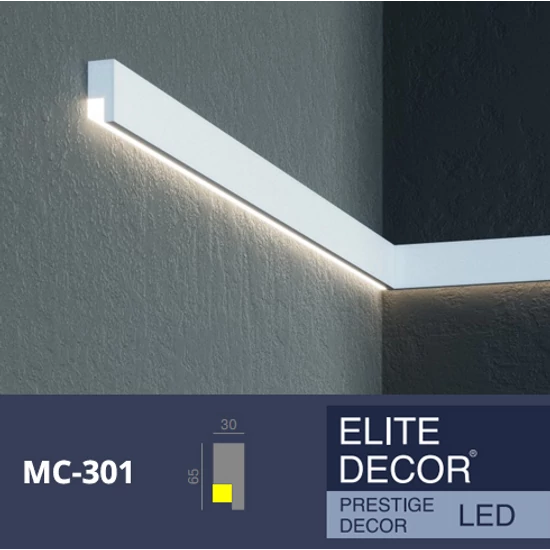 VILEBO homlokzati díszléc LED rejtett világításhoz (MC 301) védőbevonattal