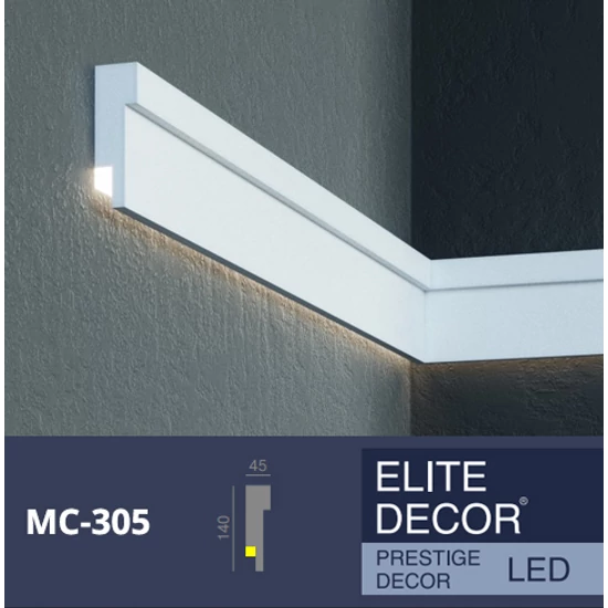 VILEBO homlokzati díszléc LED rejtett világításhoz (MC 305) védőbevonattal