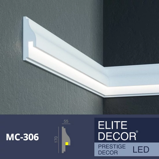 VILEBO homlokzati díszléc LED rejtett világításhoz (MC 306) védőbevonattal