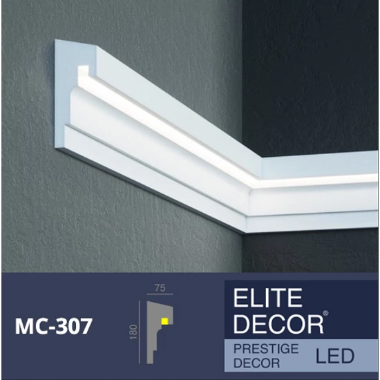 VILEBO homlokzati díszléc LED rejtett világításhoz (MC 307) védőbevonattal