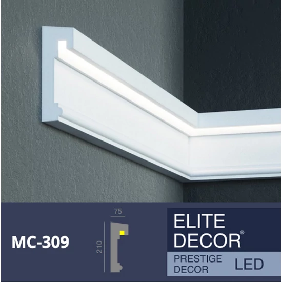 VILEBO homlokzati díszléc LED rejtett világításhoz (MC 309) védőbevonattal