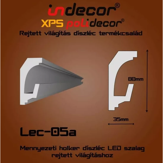VILEC05A Mennyezeti rejtett világítás díszléc