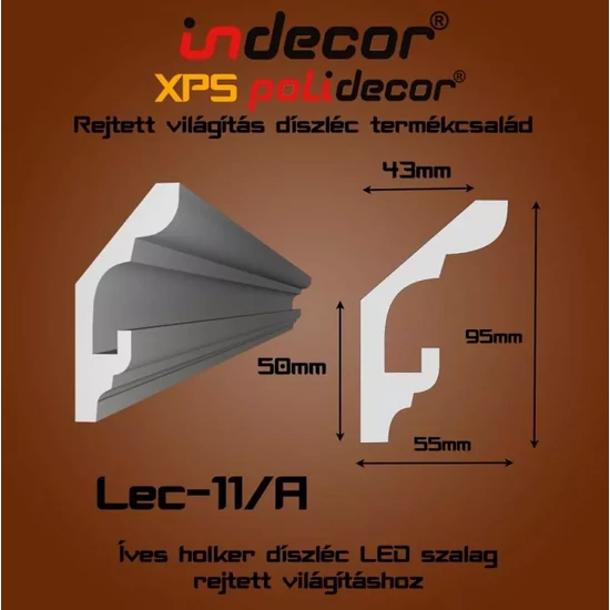 VILEC11A Rejtett világítás díszléc