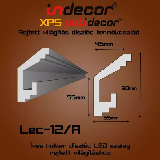 VILEC12A Rejtett világítás díszléc