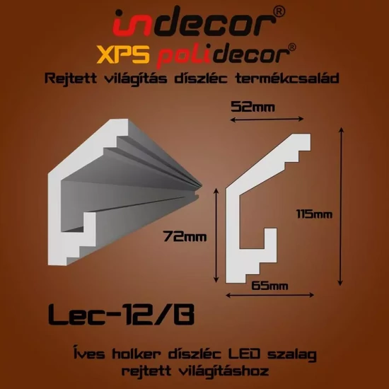 VILEC12B Rejtett világítás díszléc