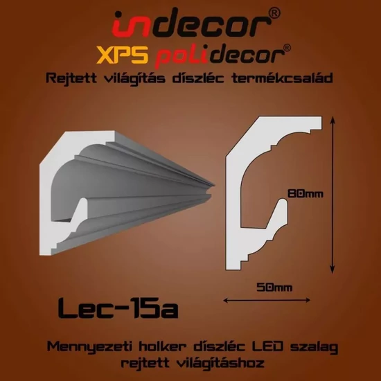 VILEC15A Mennyezeti rejtett világítás díszléc