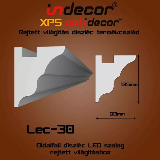 VILEC30 Oldalfali rejtett világítás díszléc