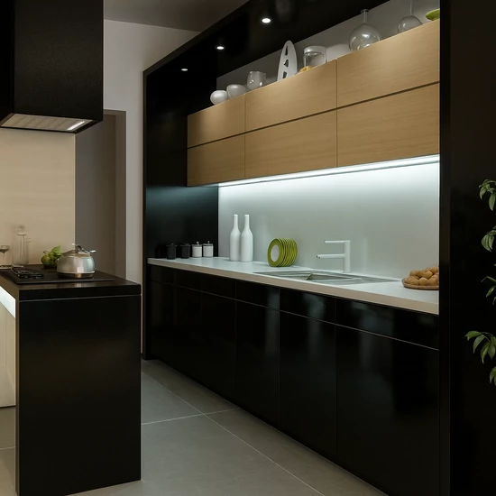 24W 2 méteres konyhapult világítás csomag Süllyeszthető Profillal. Hideg fehér, méterenként 60 leddel