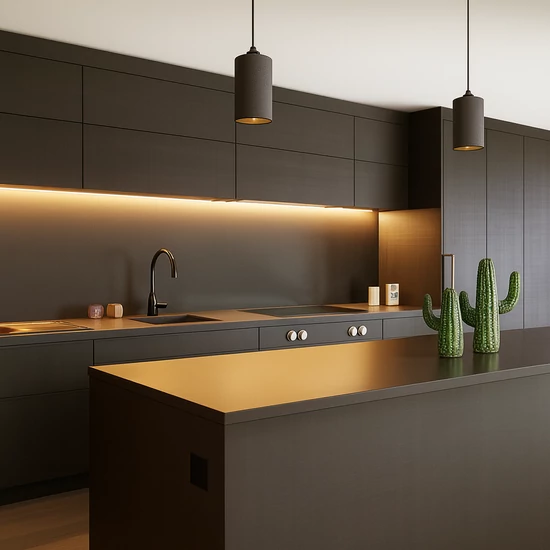 48W 4 méteres konyhapult világítás csomag 45° Sarok Profillal. Meleg fehér, méterenként 60 leddel