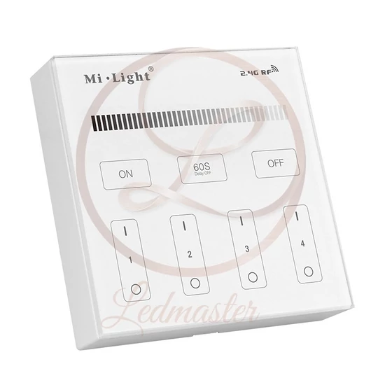 Mi Light 4 zónás falra szerelhető  mágneses  érintős dimmer fényerő szabályozó fehér színben
