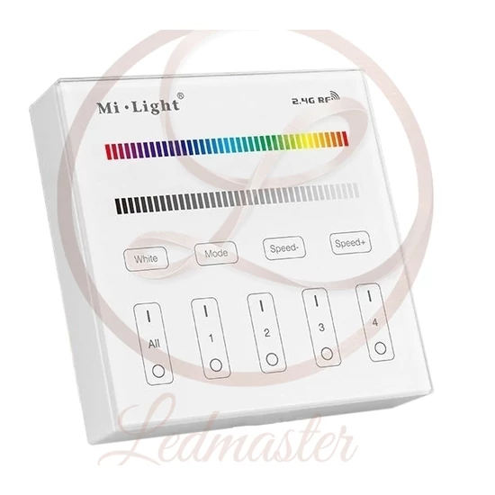 Mi Light 4 zónás falra szerelhető  mágneses  érintős fényerő szabályozó fehér színben (RGBW)