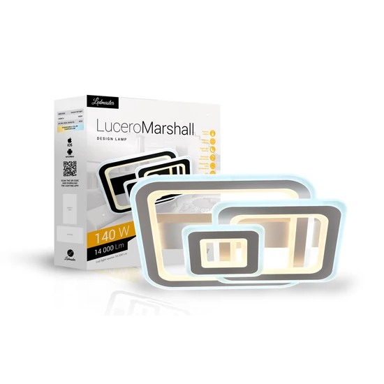 Lucero Marshall 140 W-os  50 cm átmérőjű fehér LED távirányítós és mobil applikációval vezérelhető mennyezeti lámpa