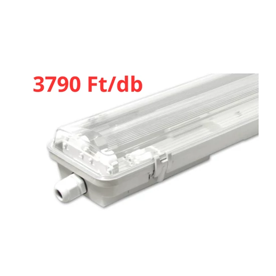 MasterLED 120 cm-es armatúra 2x18 W-os víztiszta fedéllel natúr fehér LED fénycsövekkel 2 dobozos csomagár