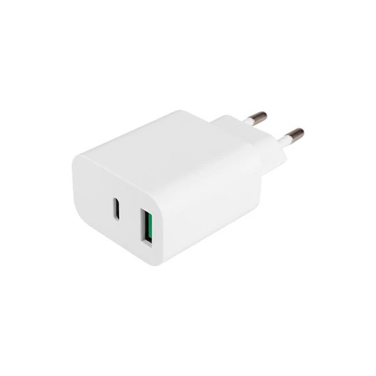 MasterLED gyorstöltő 20 W-os 1 x USB-C  1 x USB-A fehér adapter