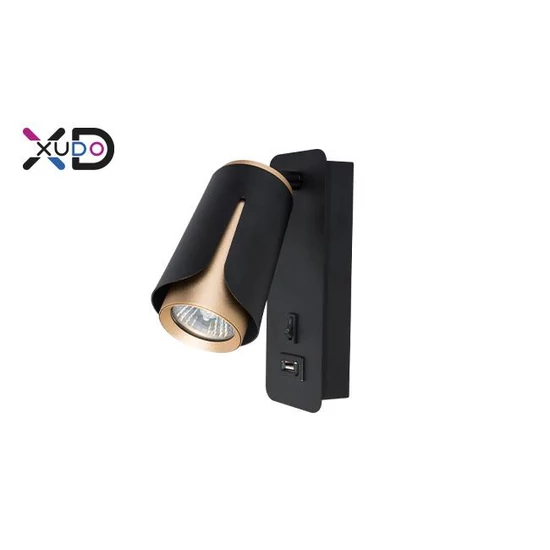 MasterLED Bud G10-es foglalatú + LED-es fekete-arany fali lámpa  USB csatlakozóval