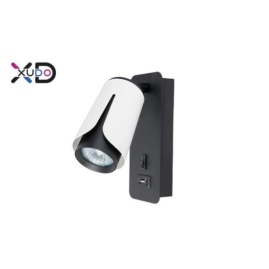 MasterLED Bud G10-es foglalatú + LED-es fekete-fehér fali lámpa  USB csatlakozóval