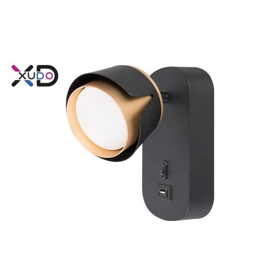 MasterLED Bud GX53-es foglalatú + LED-es fekete-arany fali lámpa  USB csatlakozóval