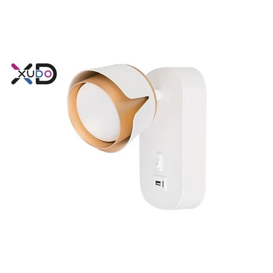 MasterLED Bud GX53-es foglalatú + LED-es fekete-fehér fali lámpa  USB csatlakozóval