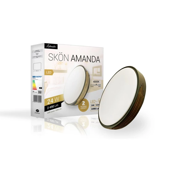Skön Amanda 24 W-os ø400 mm kerek natúr fehér  szürke színű mennyezeti lámpa  IP20-as védettségű