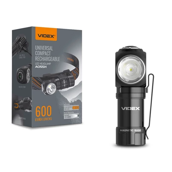 Videx LED Fejlámpa  hidegfehér újratölthető akkumulátorral A055H