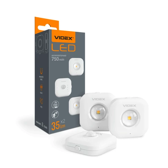 Videx 2 db LED-es lámpa  mágneses hátlappal  és mozgásérzékelővel 3000-6500K