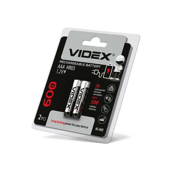 Videx AAA 600mAh újratölthető akkumlátor (darabár  min. rendelhető mennyiség 2 db)