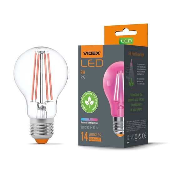 Videx Fito Filament szálas növénynevelő Led 8 W-os  E27-es foglalattal