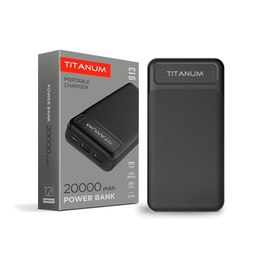Videx TITANUM power bank  fekete színű  20000mAh  TPB-913