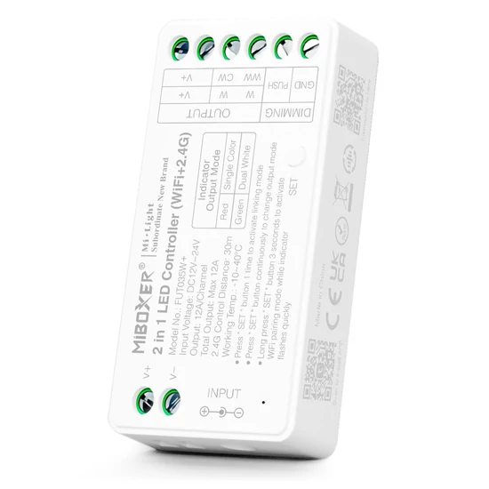 Miboxer 2 Az 1-Ben Wifi Dimmer/CCT Led Zóna Vezérlő DC12-24V 12A