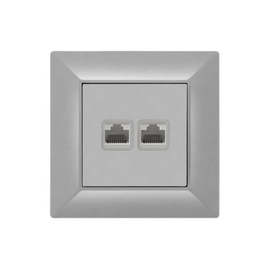 ELDGROUND 2 x RJ45 Cat. 5e UTP aljzat ezüst