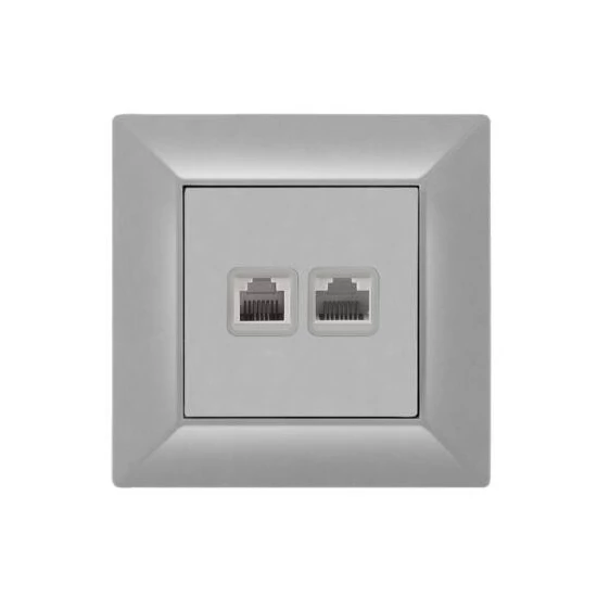 ELDGROUND RJ11 TEL + RJ45 Cat. 5e UTP aljzat ezüst