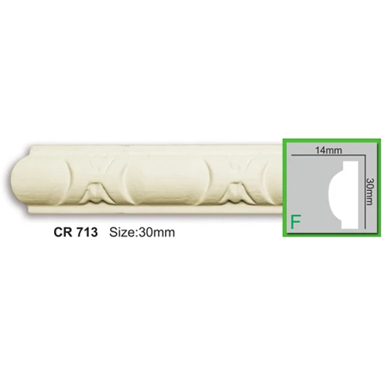 Poliuretán díszléc (CR 713) oldalfali, mennyezeti stukkó ütésálló anyagból