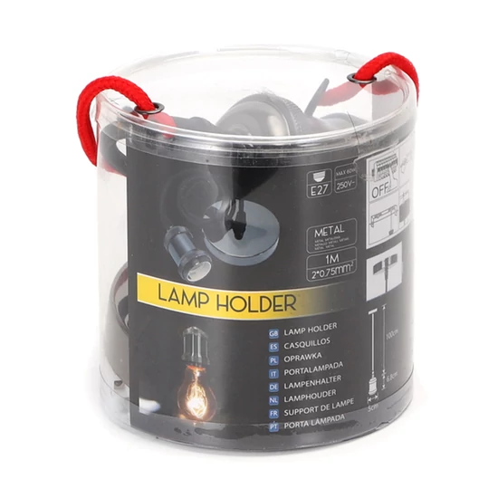 Gyöngyház Fekete Függeszték 2x0,75mm 1m-es E27 Foglalattal