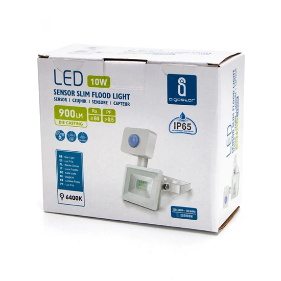 10W Fehér Házas Slim LED reflektor 6400K hideg fehér IP 65 900lm