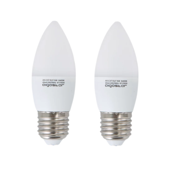 E27 3W LED gyertya égő hideg fehér 6400K C37 tejüveg opál