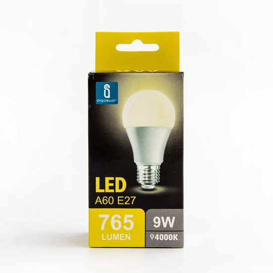 E27 9W LED körte égő természetes fehér 4000K A60 tejüveg opál
