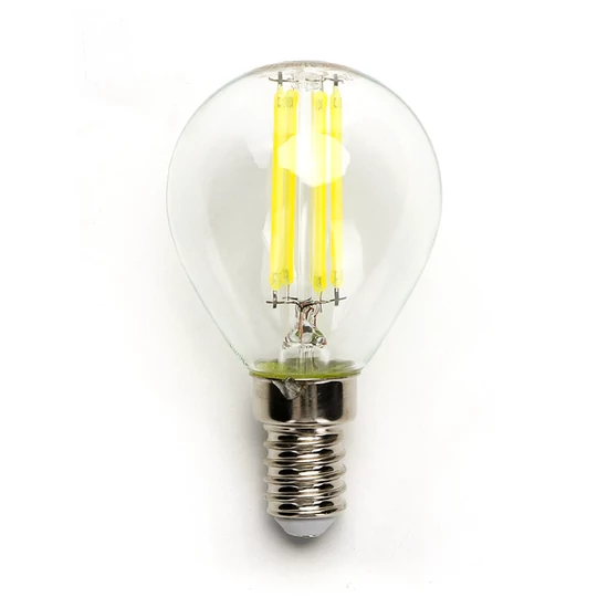 E14 4W LED filament kisgömb égő hideg fehér 6500K átlátszó 45 mm G45