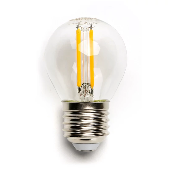 E27 6W LED filament kisgömb égő meleg fehér 2700K átlátszó 45 mm G45