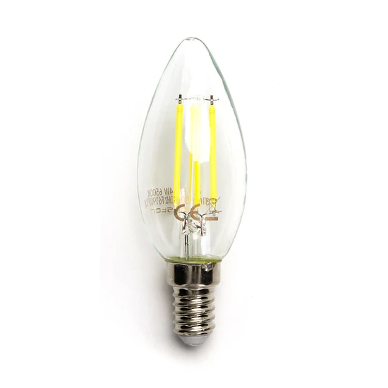E14 4W LED filament gyertya égő hideg fehér 6500K átlátszó 35 mm G35