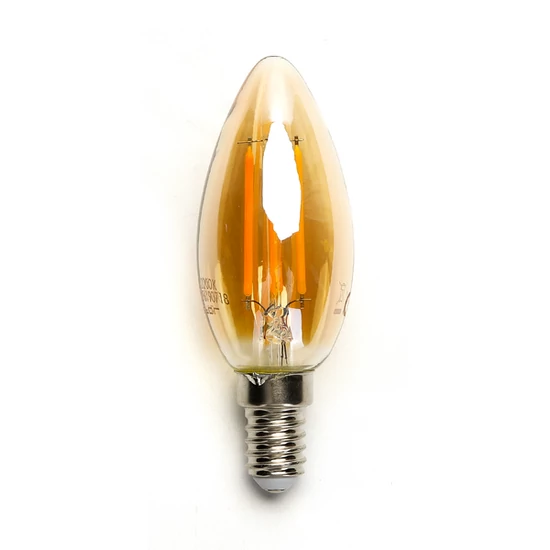 E14 4W LED filament gyertya égő 2200K borostyán 35 mm G35