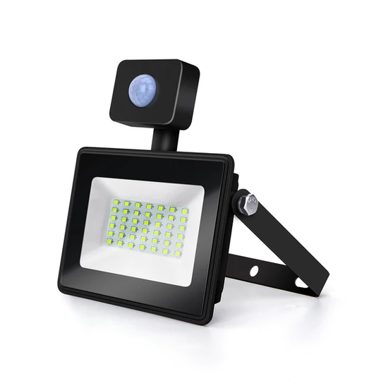 50W Fekete Házas Slim Mozgásérzékelős LED Reflektor Hideg Fehér 4500lm