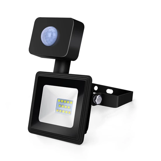 10W Fekete Házas Slim Mozgásérzékelős LED Reflektor Hideg Fehér 900lm