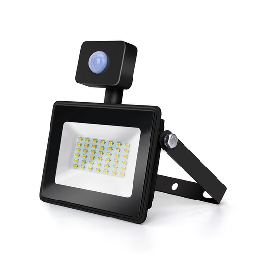 30W Fekete Házas Slim Mozgásérzékelős LED Reflektor Természetes Fehér 2700lm