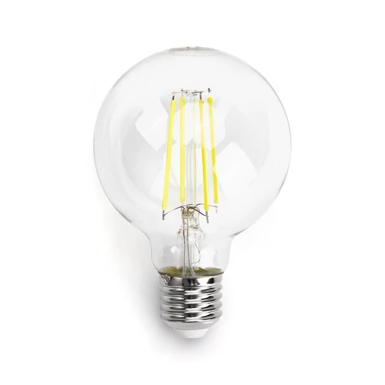 4W E27 LED filament gömb égő hideg fehér 6500K átlátszó 80 mm G80