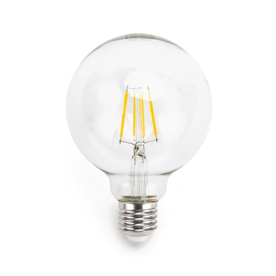 4W E27 LED filament gömb égő meleg fehér 2700K átlátszó 95 mm G95